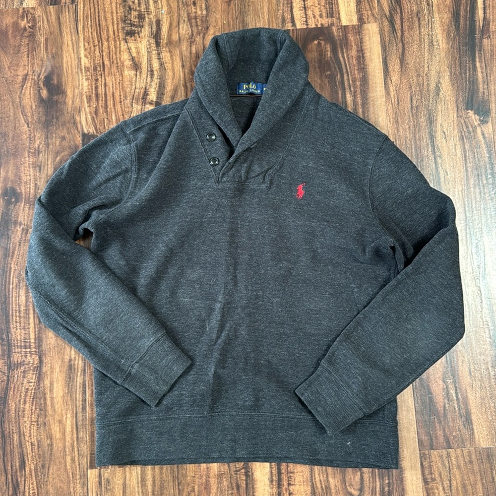 Polo Ralph Lauren Shawl Collar Charcoal Sweater-Medium